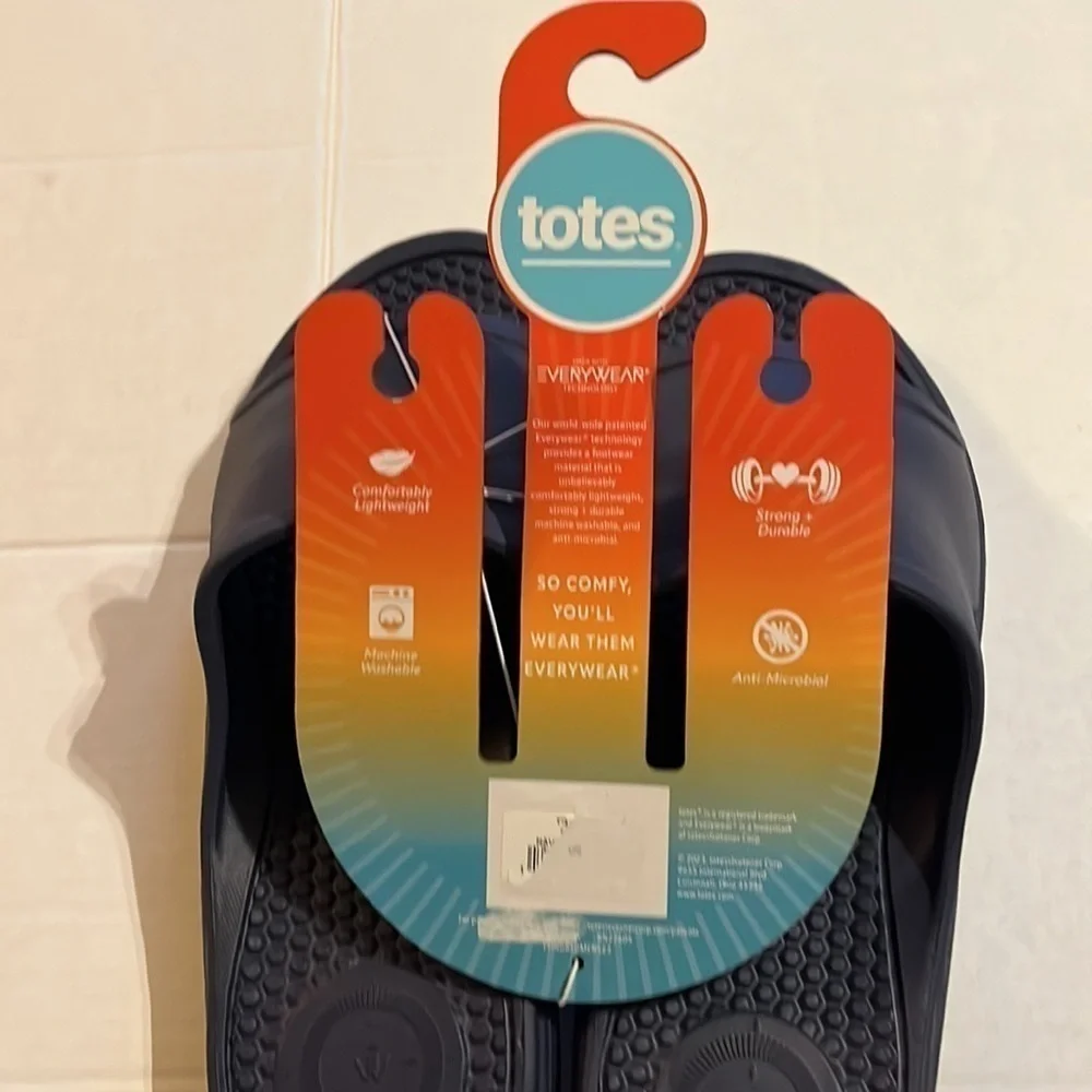 NWT-totes-11-blue-made with everywhere, technology slides, sandals, flip-flops